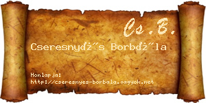 Cseresnyés Borbála névjegykártya